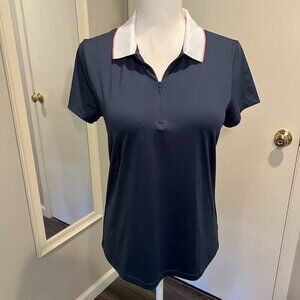 NWT Tommy Bahama GOLF Navy Quick Dry Short Sleeve 1/4 Zip Polo, Size Medium